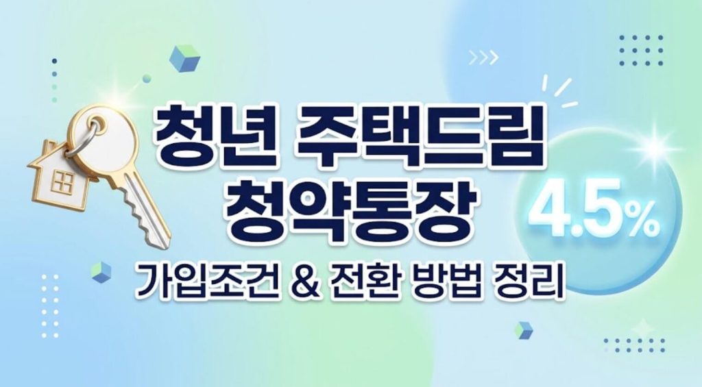 청년 주택드림 청약통장 가입조건 및 전환 방법 정리 블로그 대표 썸네일 이미지