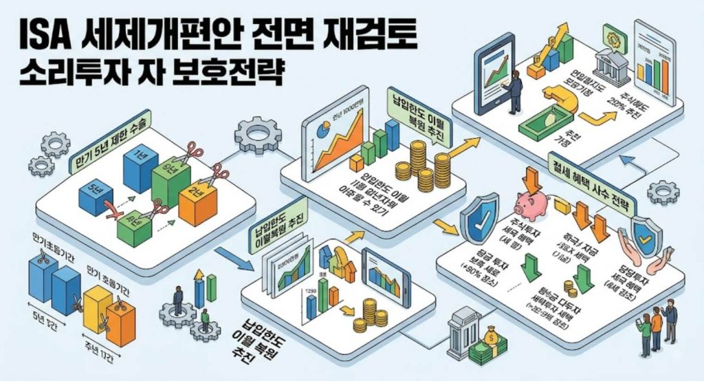 ISA 세제개편안 전면 재검토 및 개미 투자자 절세 대응 전략을 한눈에 정리한 한글 인포그래픽