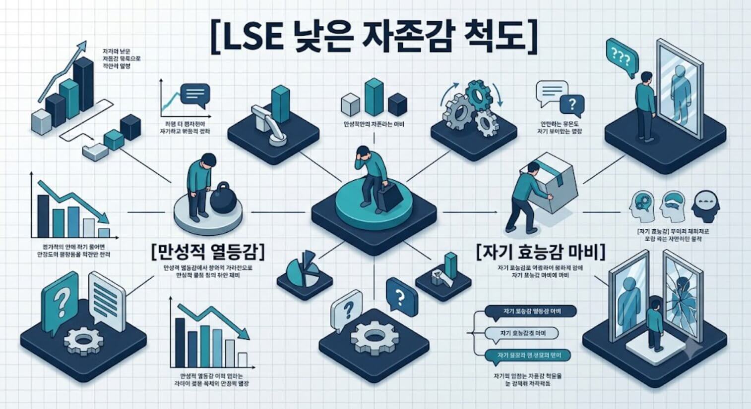 LSE 낮은 자존감 MMPI-2 심리 척도 구조를 설명하는 한글 인포그래픽