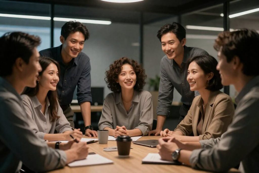 관계성과 심리적 안전감을 나타내는 팀 협업 시각 자료