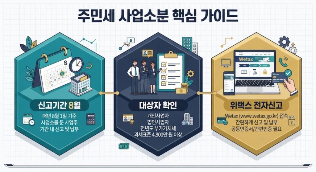 사업소분 주민세의 핵심 내용을 한눈에 정리한 한글 인포그래픽
