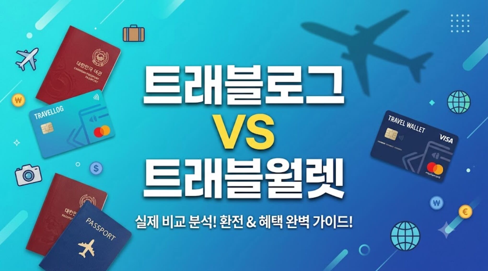 트래블로그 대 트래블월렛 수수료 및 혜택 비교 메인 썸네일 인포그래픽